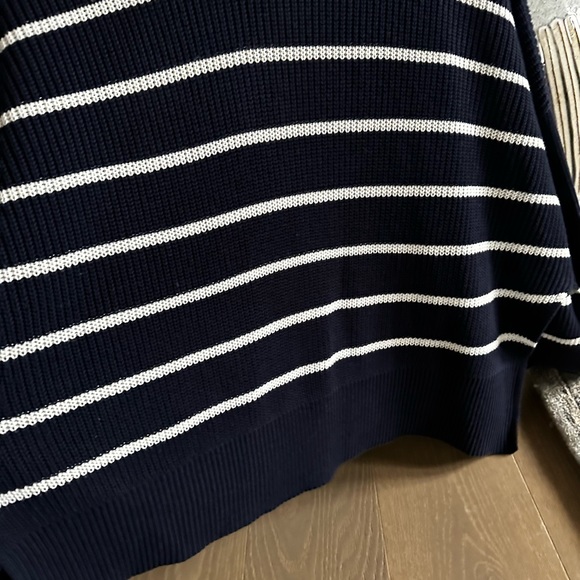 Athleta Sweater Womens XXS Navy Stripe Peaceful Wrap Chunky Oversized Cardigan - Picture 12 of 12